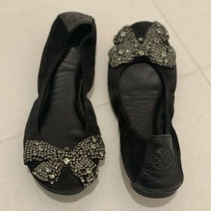 Tory Burch Crystal Bow Ballet Flats / Size:8